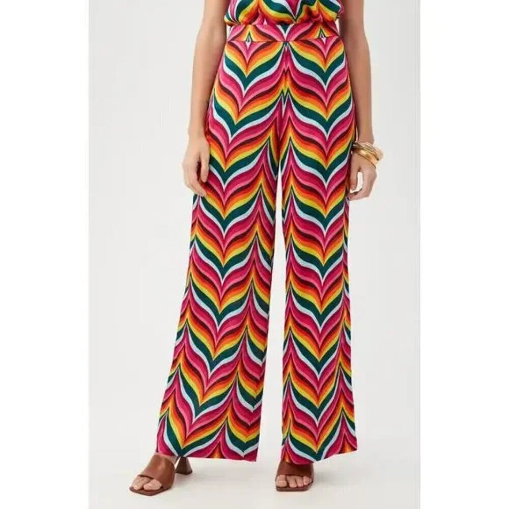Trina Turk Spring Street Colorful Patterned High Rise Wide Leg Pants 4